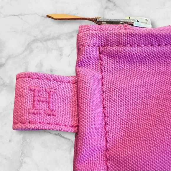 Hermès Paris Large Bora Bora Pink Cotton Canvas Flat Zip Pouch - Picture 5 of 14